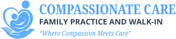 Compassionate Care Family Practice and Walk-In logo with tagline “Where Compassion Meets Care”