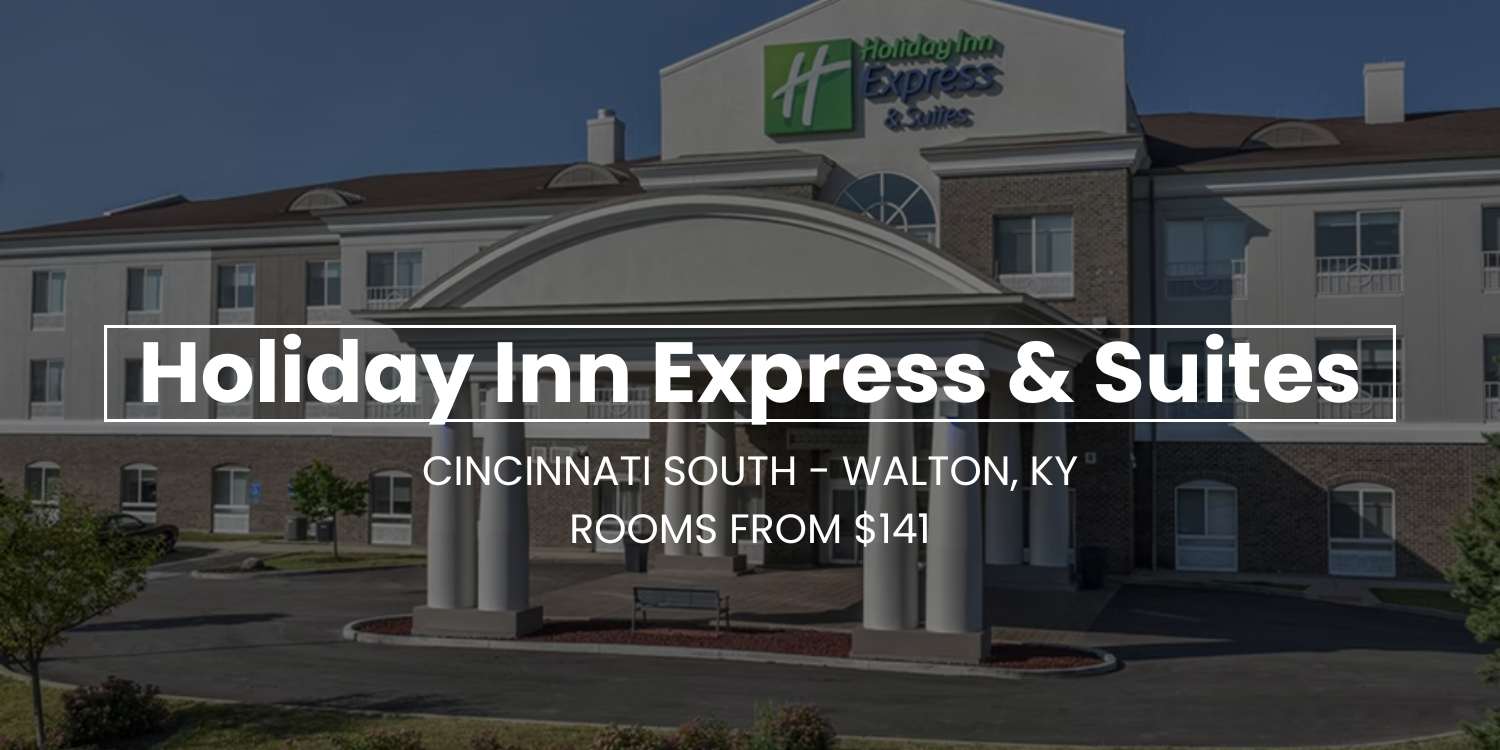 Holiday Inn Express & Suites sign in front of a hotel in Cincinnati South-Walton, KY