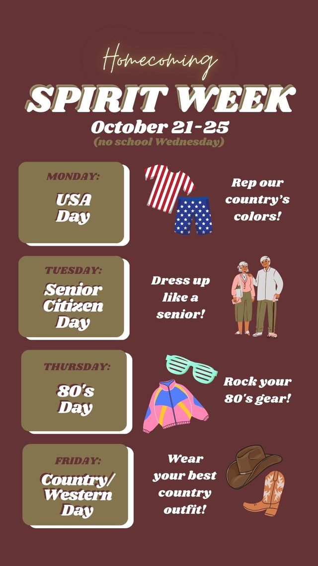 homecoming dress up days ideas Dress-Up Announced homecoming spirit week ideas