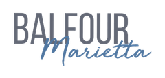 Balfour Marietta logo in gray and blue script on a white background