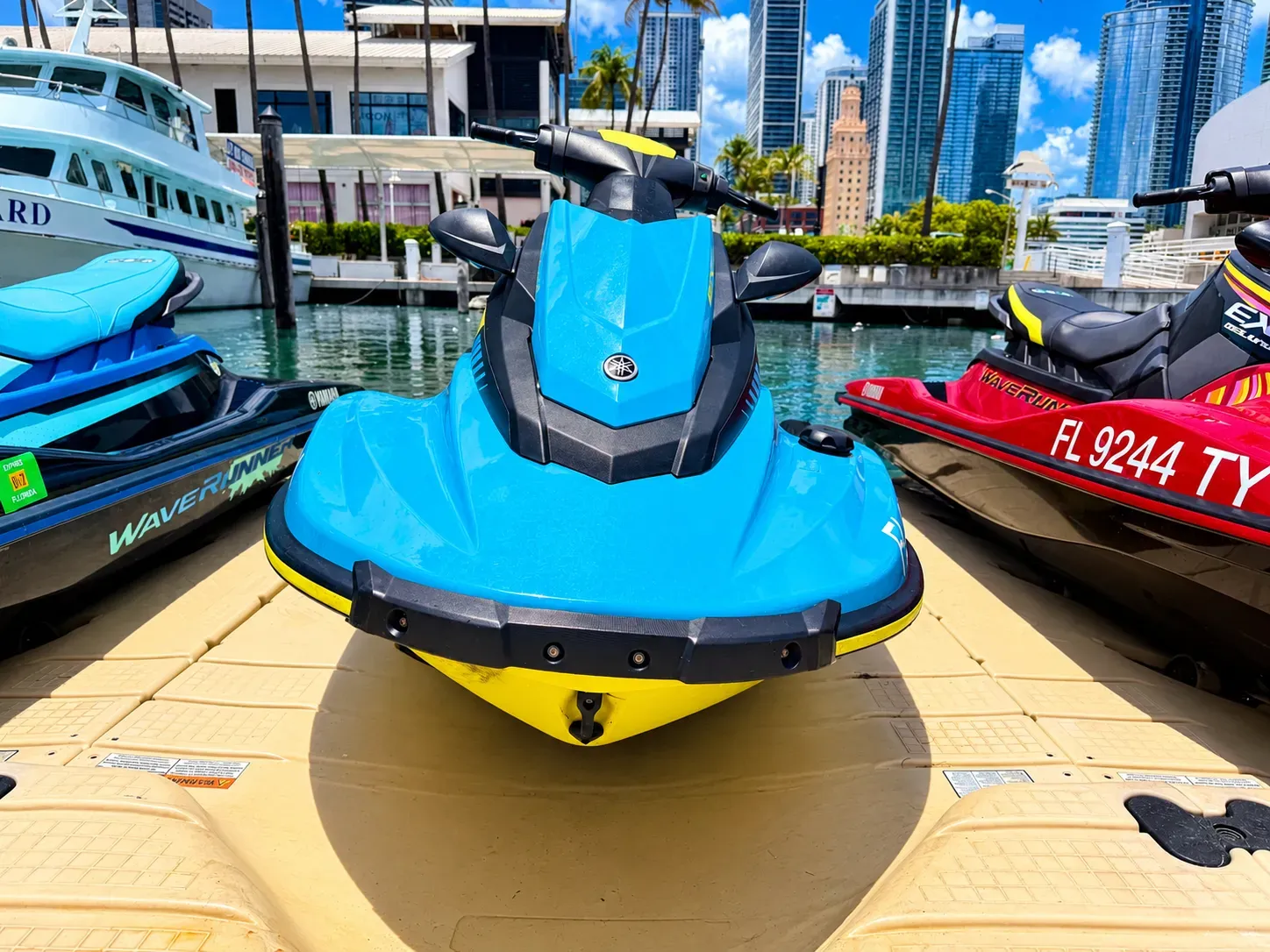 Blue jet ski rental in Miami at 401 Biscayne Blvd, Miami, FL 33132, at Bayside Marina