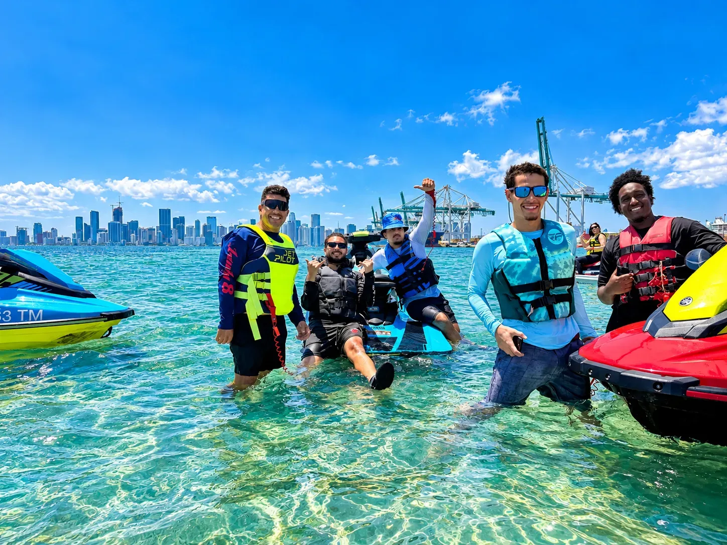 Miami Beach jet ski rental from Bayside with Downtown Miami skyline in the background