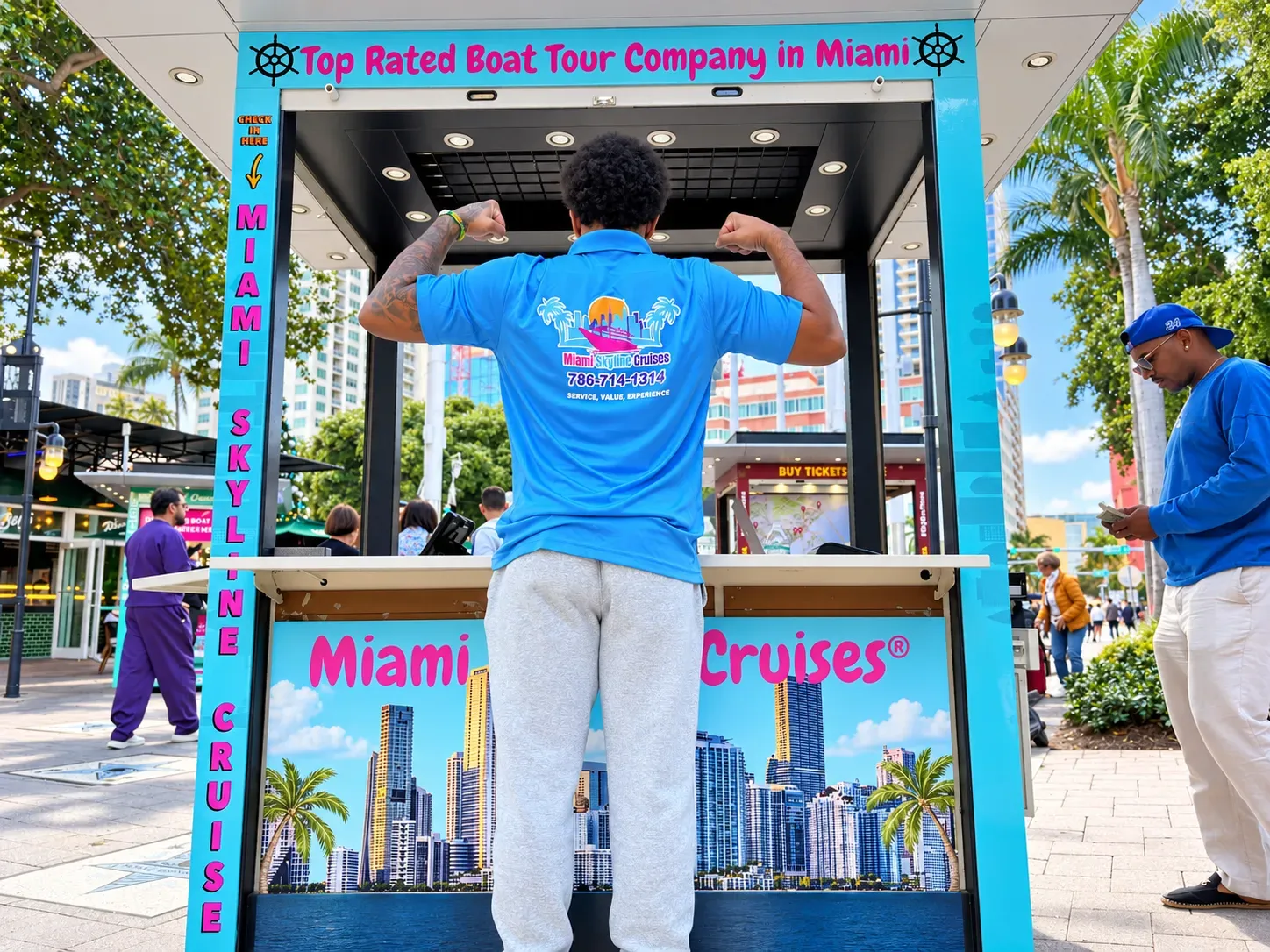 Ryan Sanchez, Miami Guided Jet Ski Tours manager, at the Bayside Marketplace kiosk