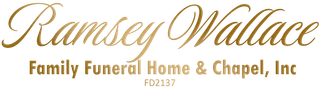 Ramsey Wallace Family Funeral Home & Chapel, Inc logo in gold script on white background