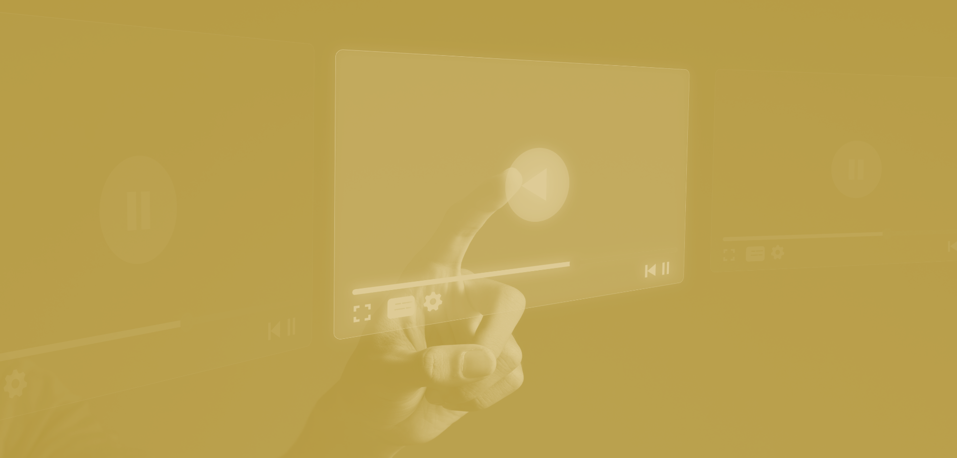 Person using a VR headset and controllers in front of a floating digital screen with charts and icons