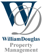 William Douglas Property Management logo in blue and gray with stylized WD initials