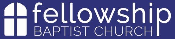 Fellowship Baptist Church logo in purple and white with stylized cross and church icon