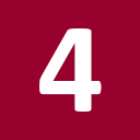 Number four icon in red square design