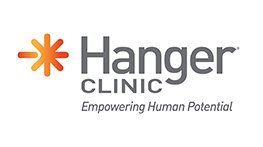 Hanger Clinic logo with orange starburst icon and gray text, “Empowering Human Potential” tagline