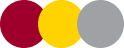 Three overlapping circles in burgundy, yellow, and gray on a white background