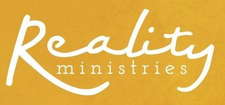 Reality Ministries logo in white script on a gold background