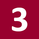 White number 3 on a red background