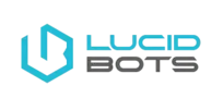 LUCID BOTS logo with turquoise geometric icon and text on white background