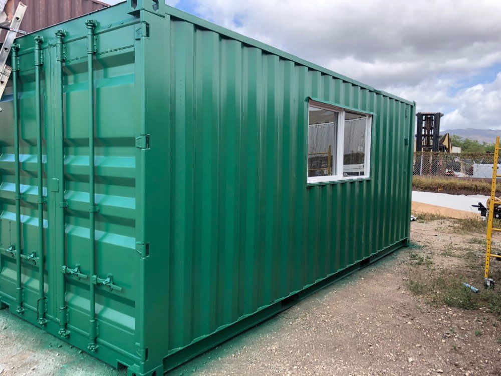 20 ft. Mobile Office trailer back with window and green exterior