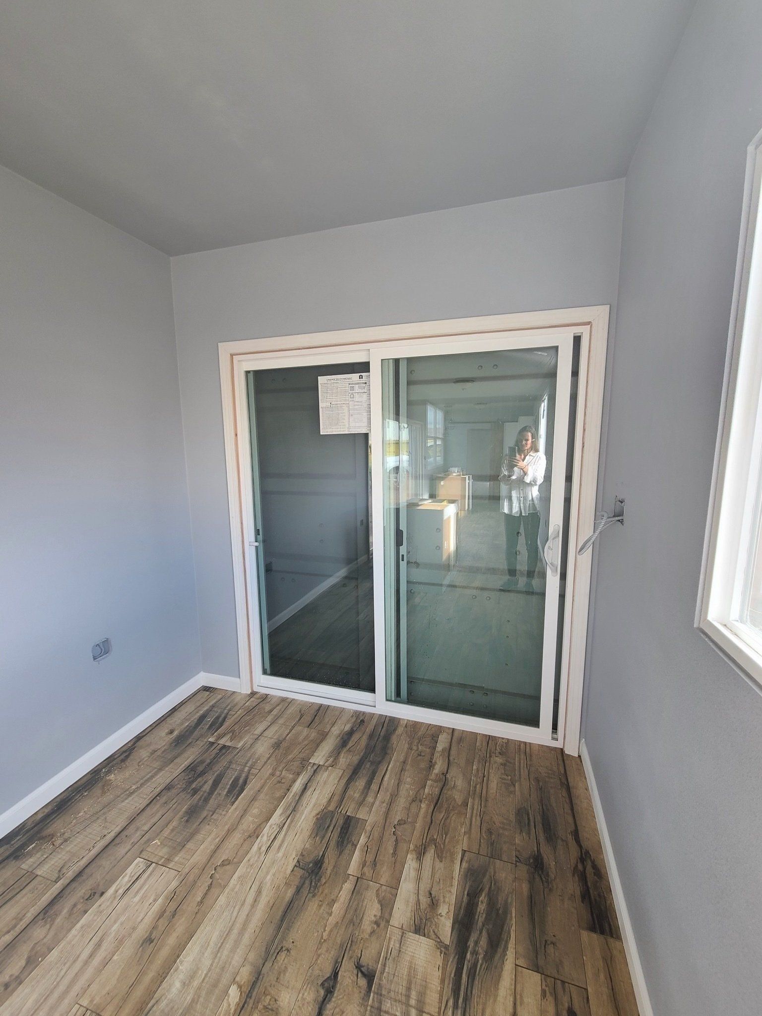 Custom Shipping Container Interior with grey interior and sliding doors