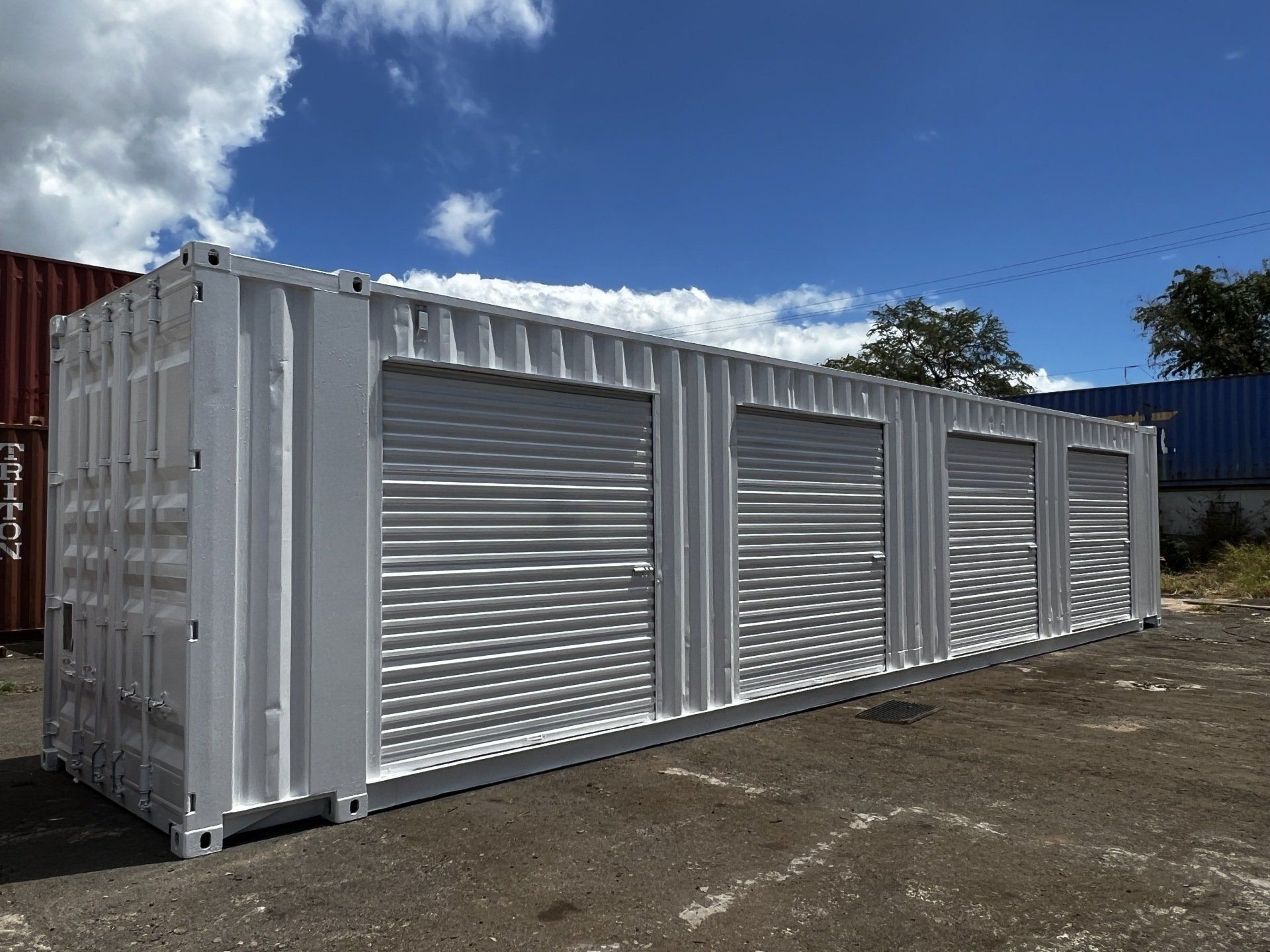 Shipping Container Storage Solution with multiple rollup doors