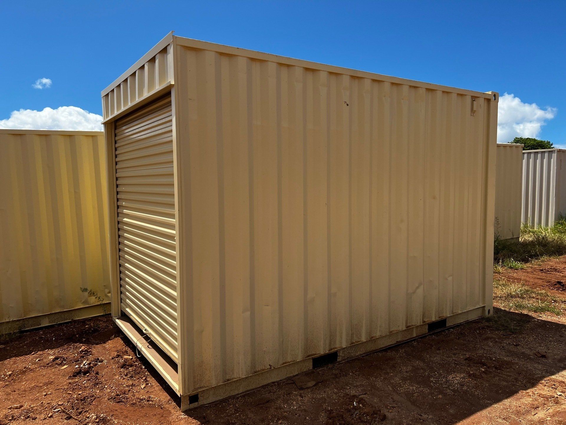 Shipping Container Storage Solution with rollup door on the end