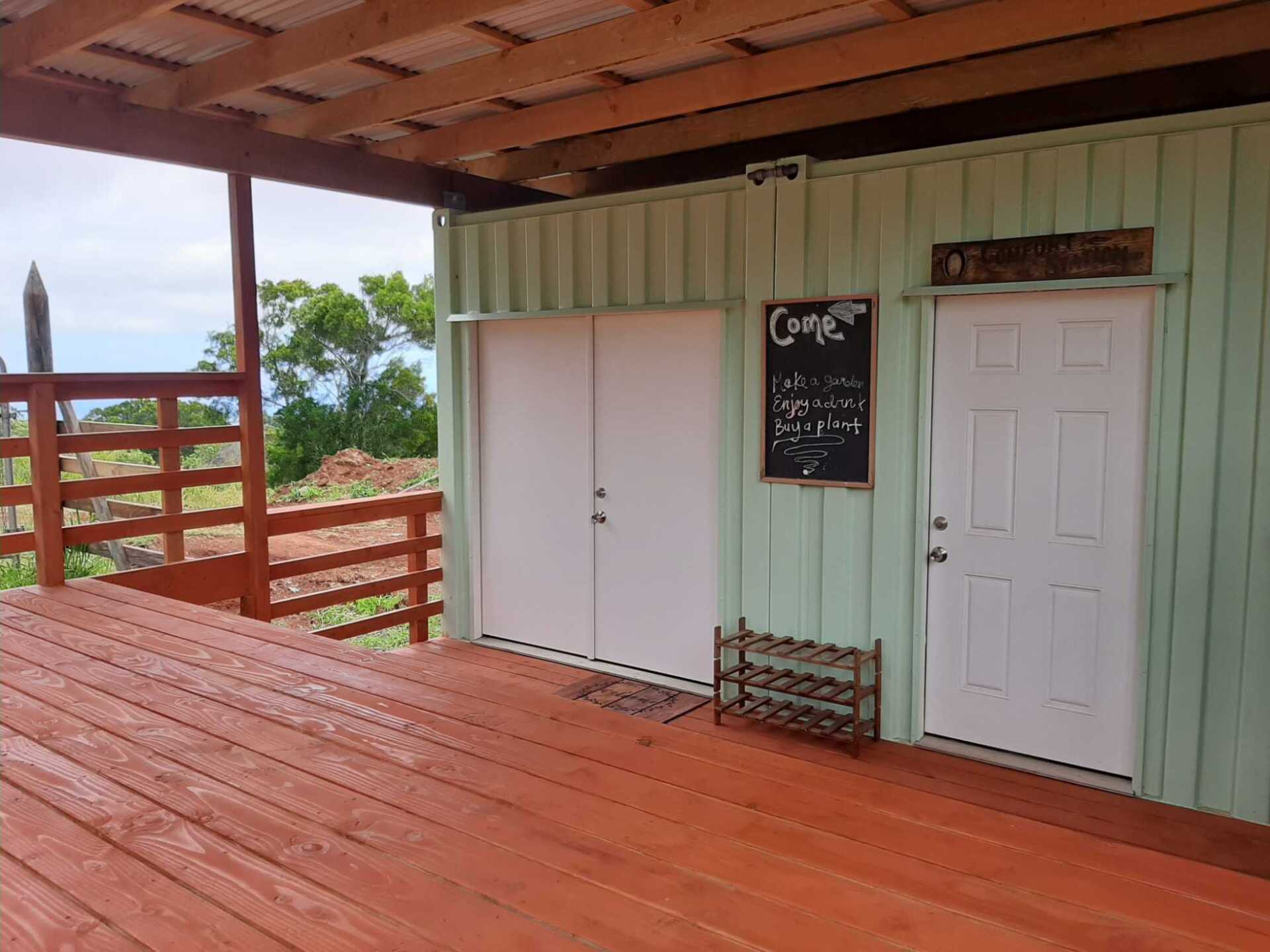 Multiple-Wide Office and Custom Space with double doors and custom overhang