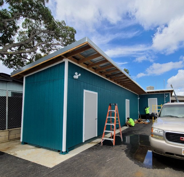 40 ft Custom Shipping Container Space with double doors and custom roof