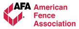 AFA American Fence Association logo with red geometric fence icon and black-red text