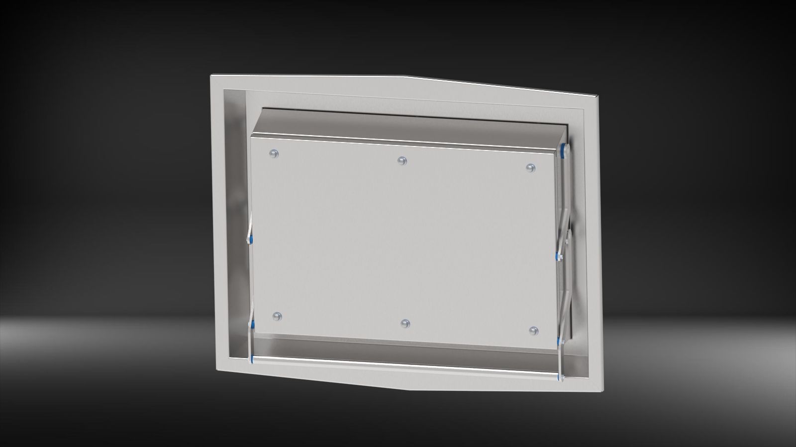 Darstellung eines geschlossenen flächenbündigen WallCab Edelstahl-Einbauschranks
