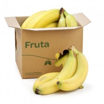 Una caja de plátanos con la palabra fruta escrita en ella.