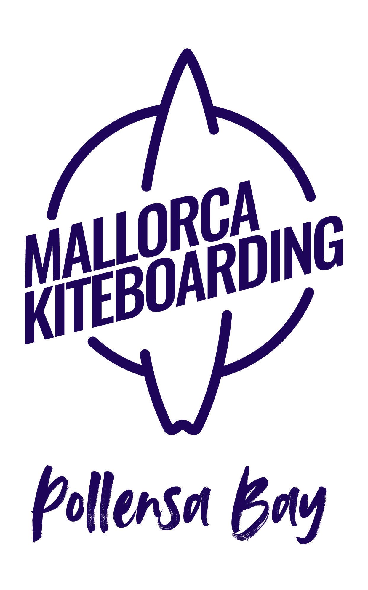 Un logotipo azul para Mallorca Kiteboarding Pollensa Bay