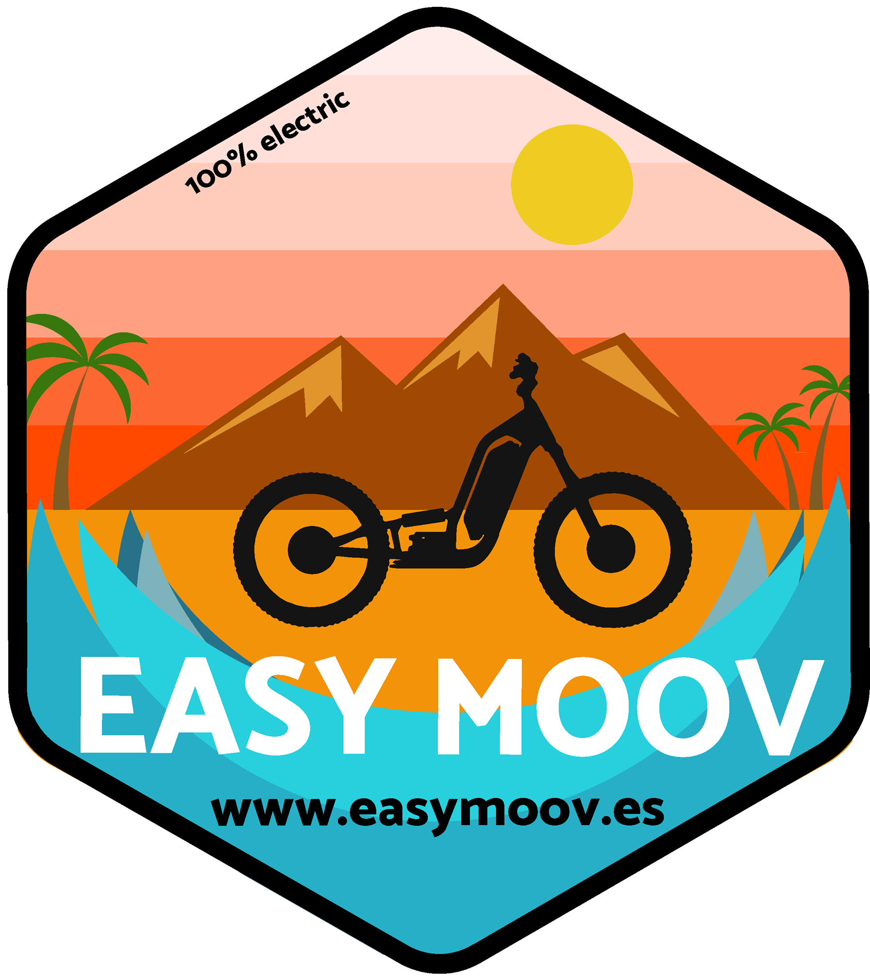 Un logotipo para easy moov, una empresa que vende bicicletas eléctricas.