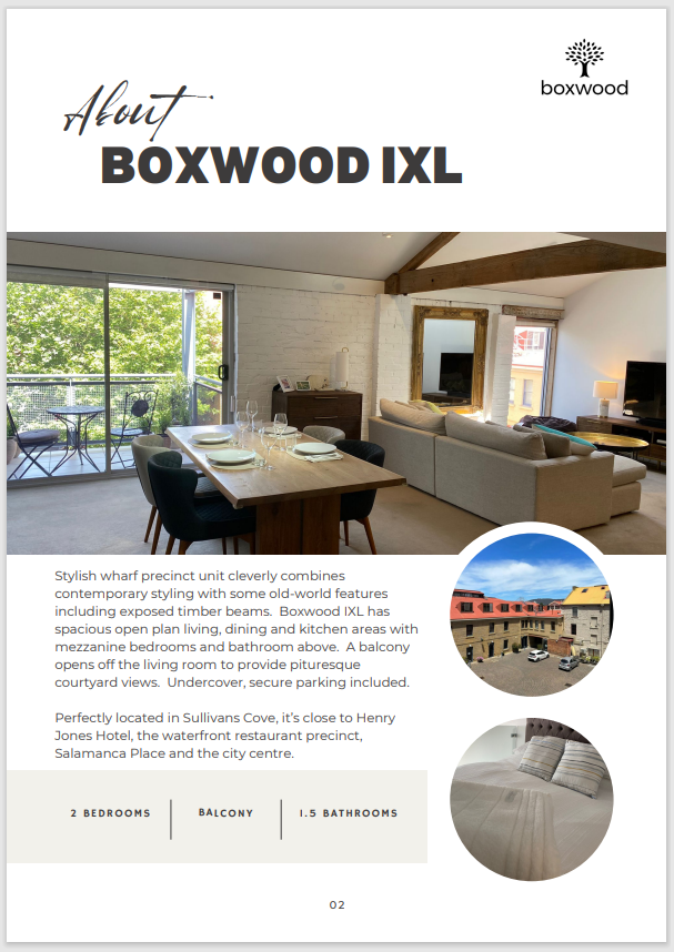 A brochure for a house with a living room , dining room , and bedroom.