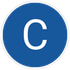 Blue circle with a white letter C in the center