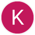 Pink circle with a white capital “K” in the center.