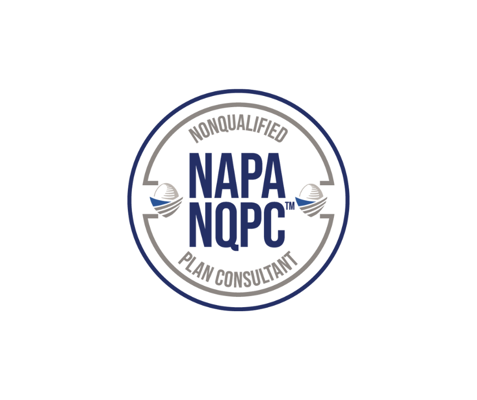 NAPA NQPC Plan Consultant logo: navy and gray circle with text and stylized wave design.