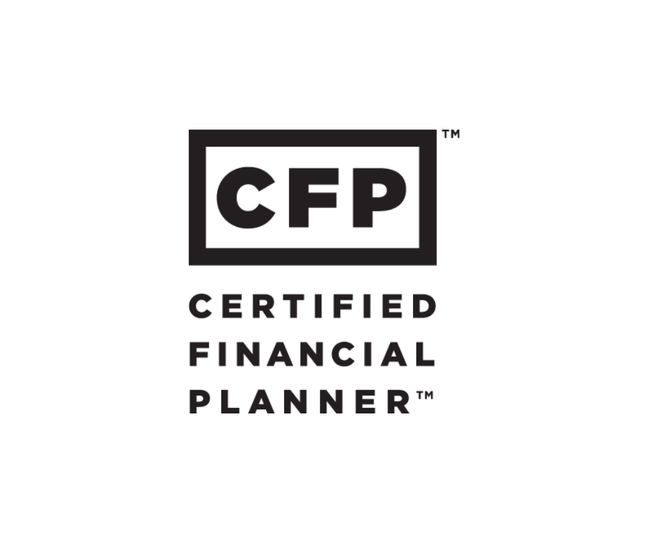 CFP Certified Financial Planner logo. Black rectangular box with CFP letters inside, and text below.