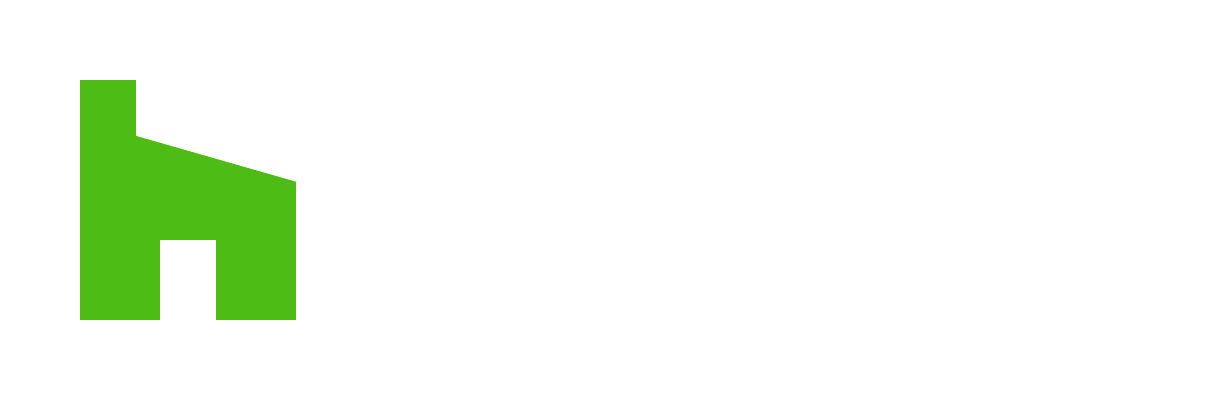 Green geometric logo on a white background.