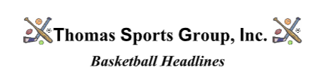 Thomas Sports Group, Inc. Basketball Headlines logo with crossed basketball icons