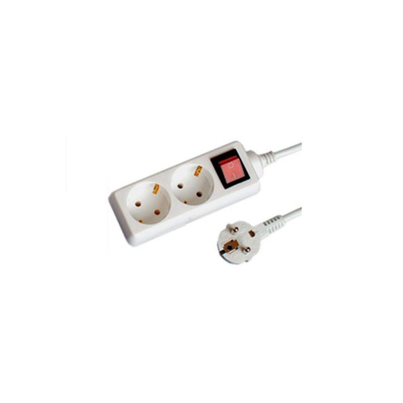 Base de 2 tomas con T.T. de 3 Mts. Blanca con interruptor