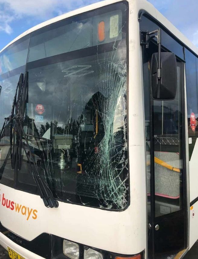 Bus With Extensively Cracked Windshield — Road Runner Windscreens in South Grafton, NSW