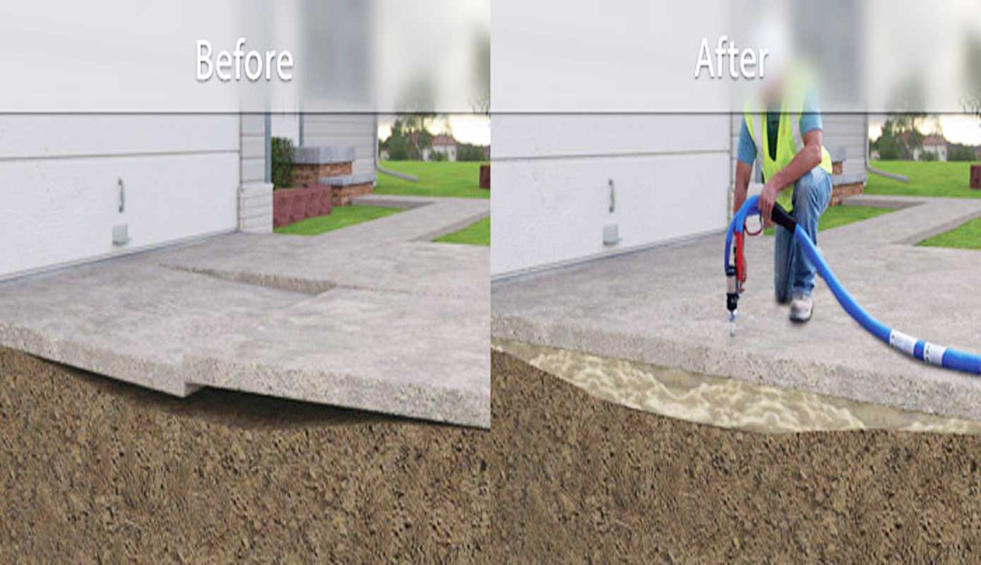 slabjacking to raise concrete driveway