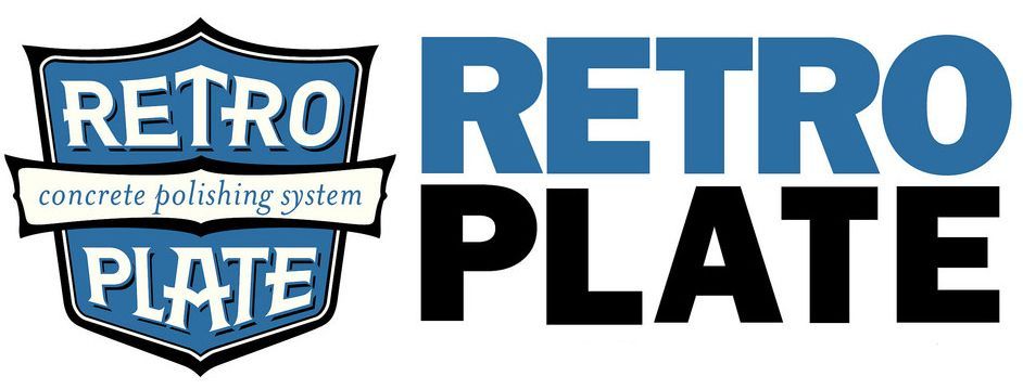 Retro Plate logo with blue shield emblem and bold blue-and-black text on a white background