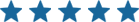 Five blue stars in a row on a white background