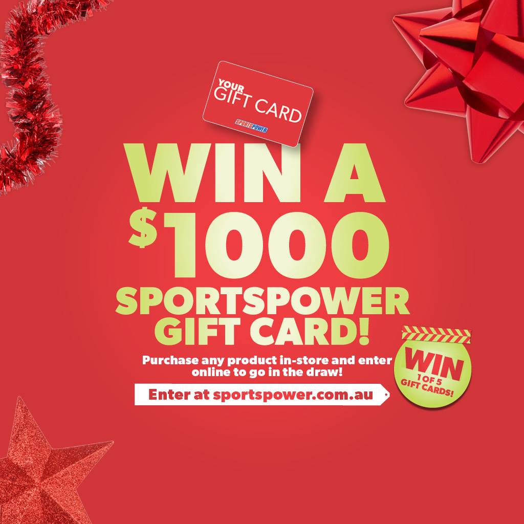 A poster that says win a $ 1000 sportspower gift card