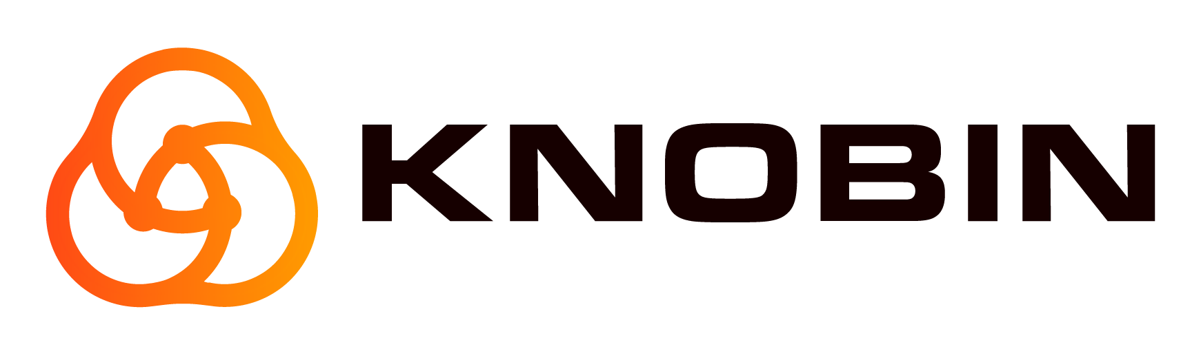 A knobin logo with an orange and black circle on a white background.