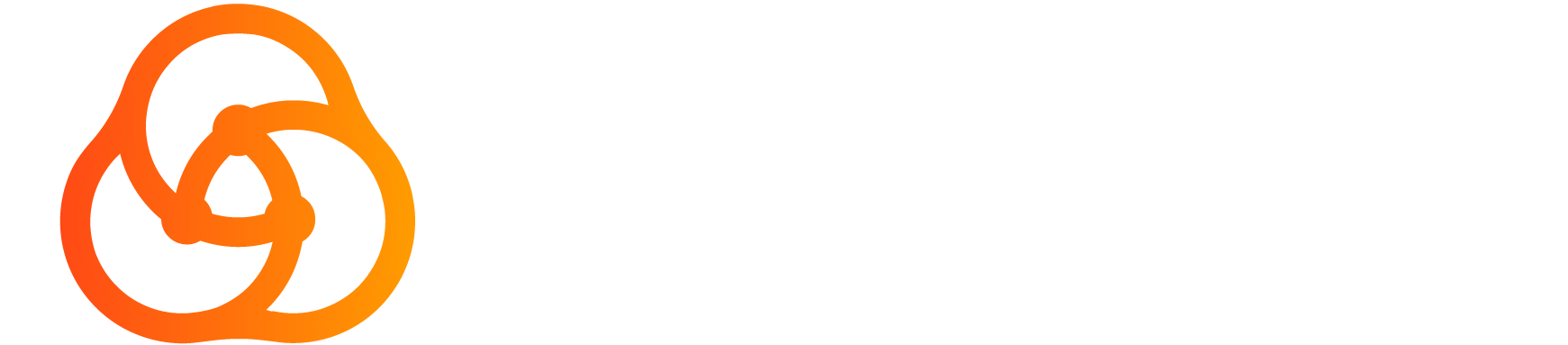 A close up of an orange and white logo on a white background.
