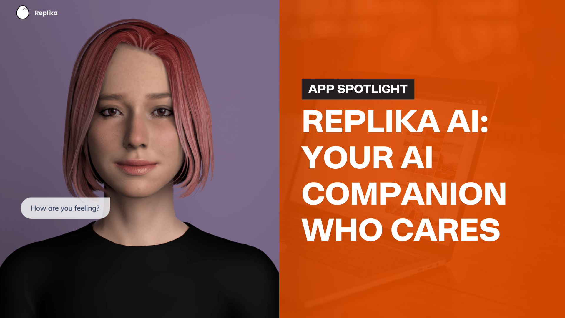 A woman with pink hair is talking to a robot.