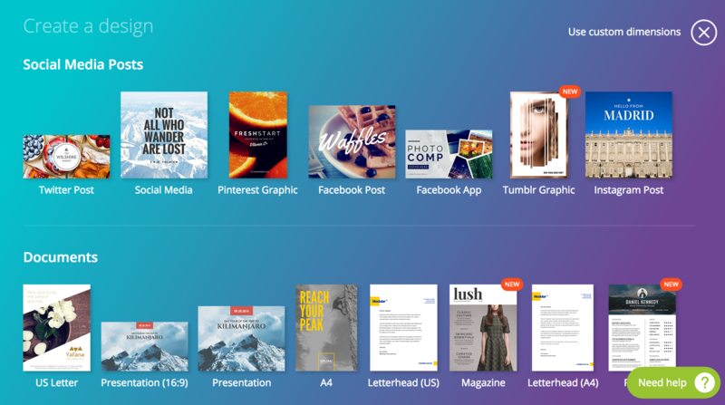 A screenshot of a website that allows you to create a design