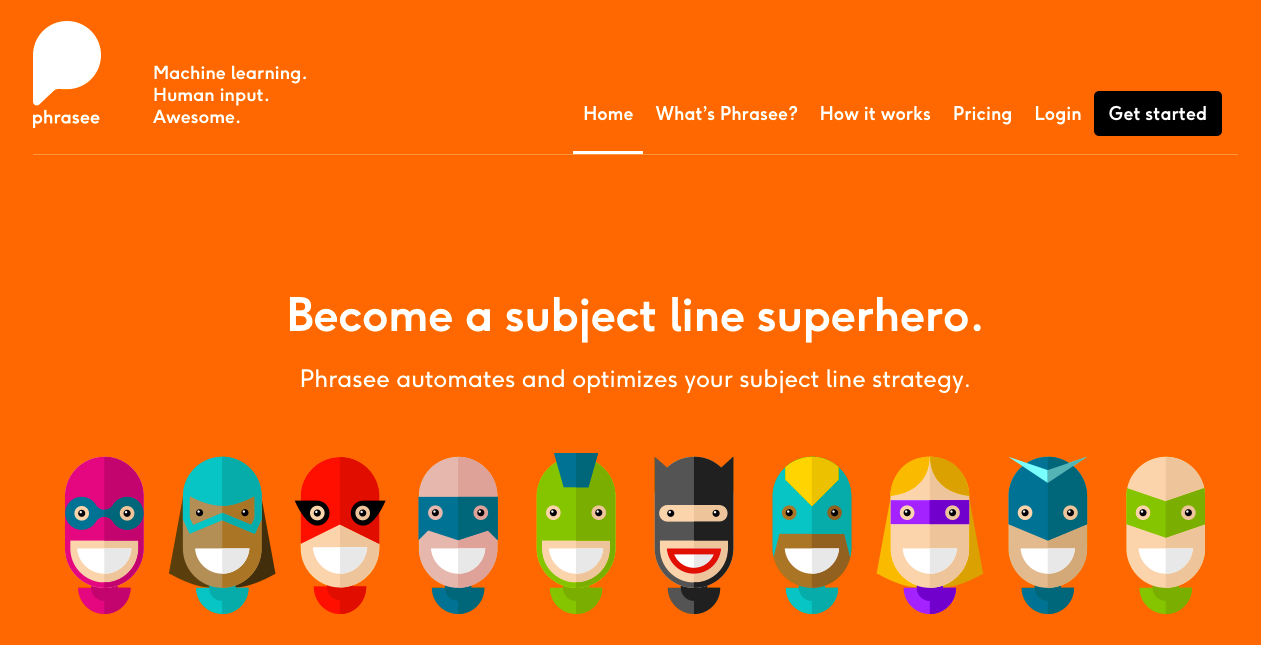 A website that says become a subject line superhero