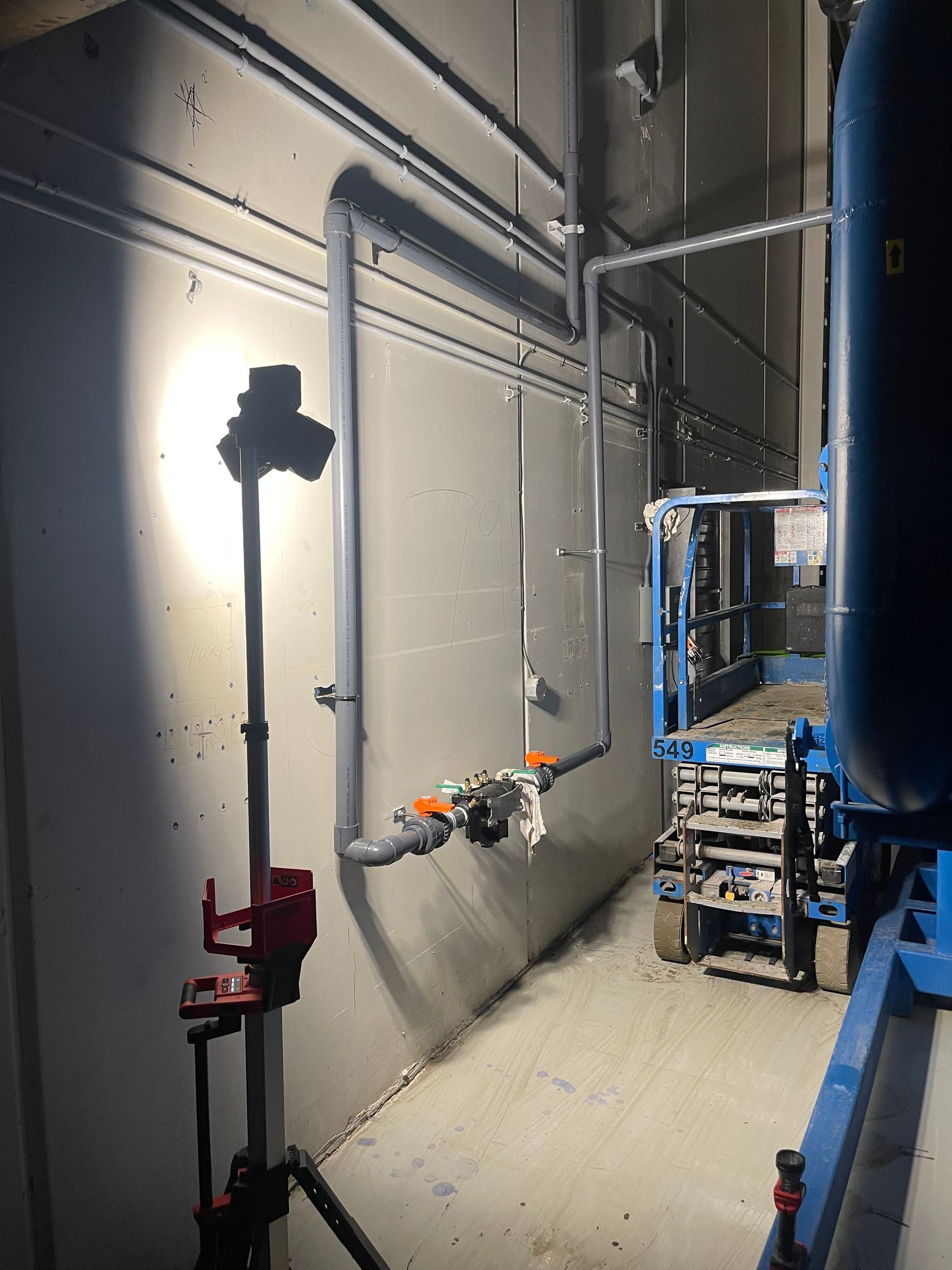 pipes attached to the side wall