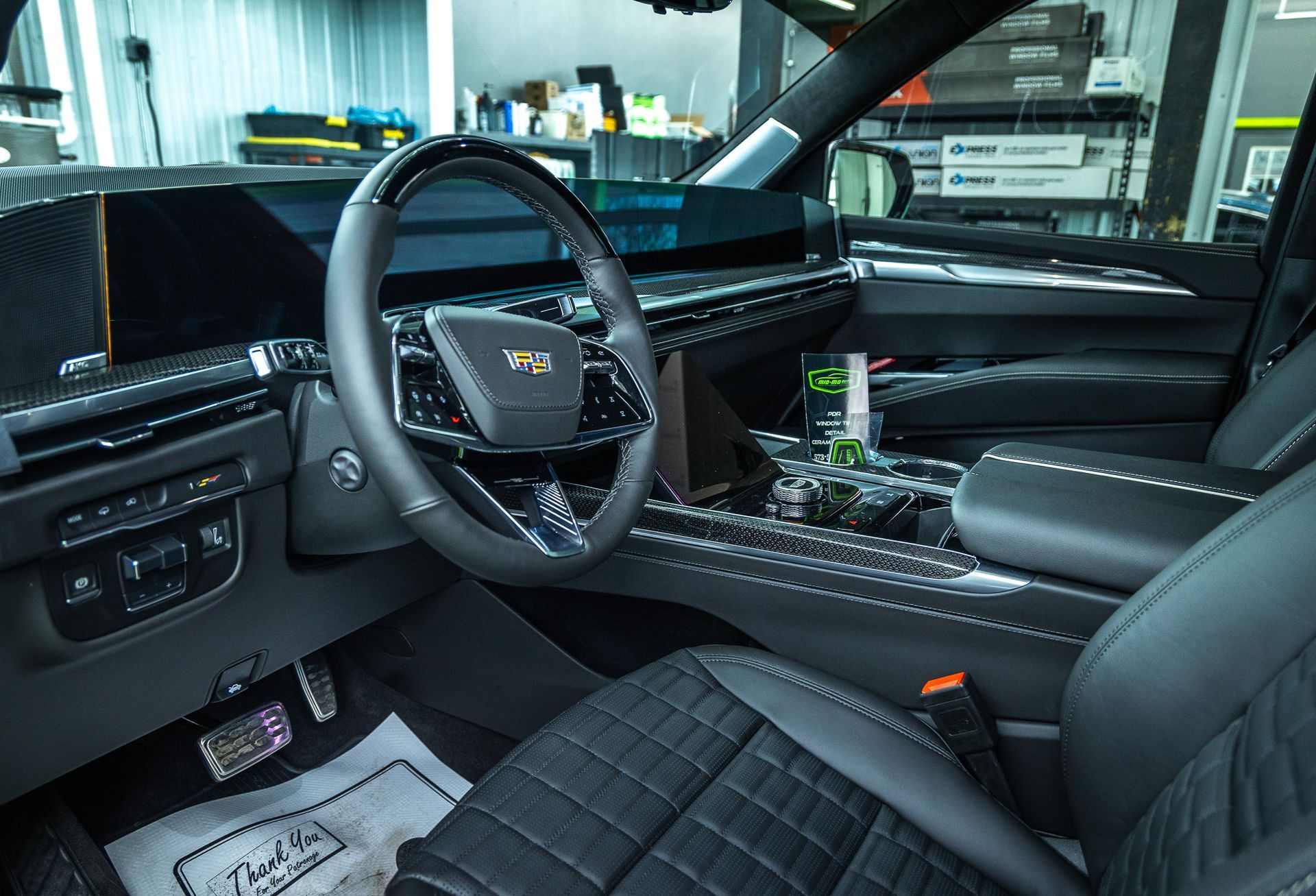 Driver's view of the interior of a 2025 Cadillac Escalade ESV