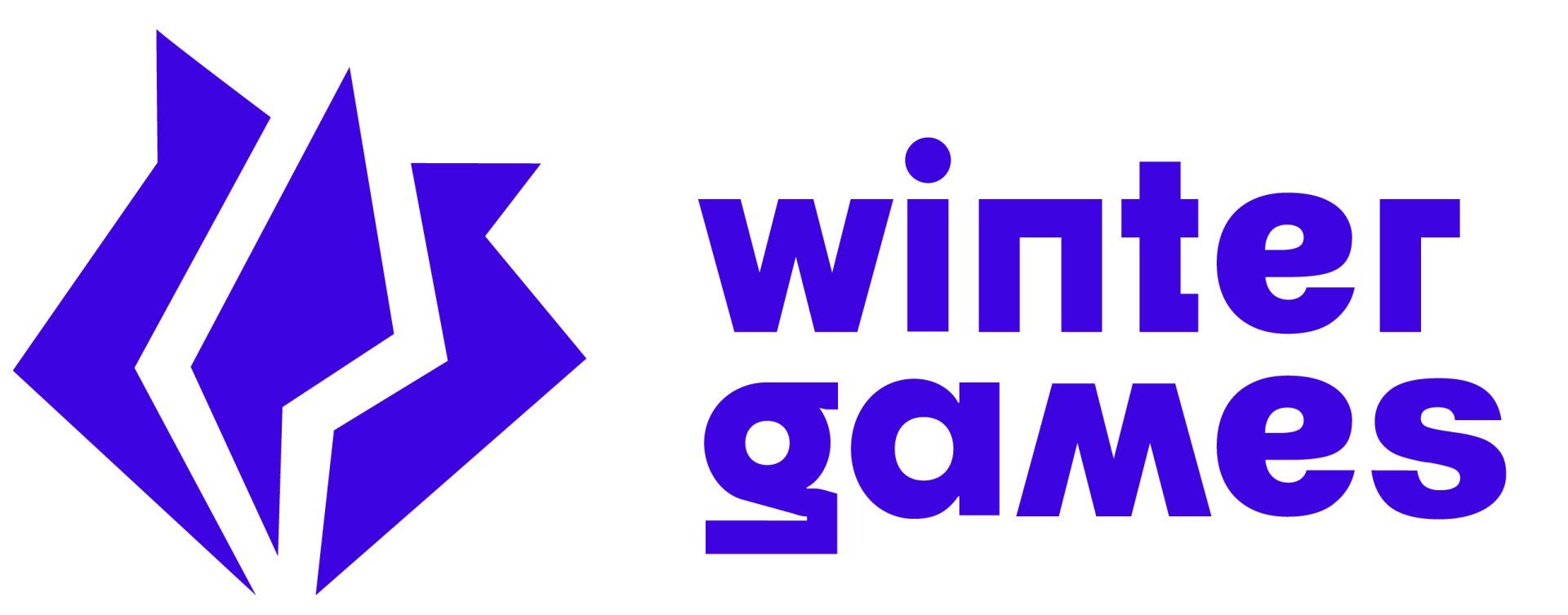 Blauw logo met een abstracte vorm en de woorden 