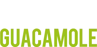 Texto verde com a inscrição “GUACAMOLE” sobre fundo branco.